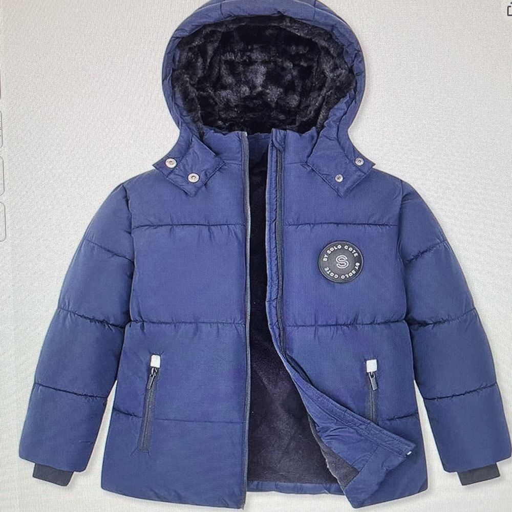 Kids Navy Hooded Puffer Jacket 10 | Warm Winter Coat | NWT Zip Front |Soft Lined